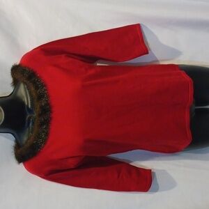 Silx Beautiful Red Silk blend faux fur sweater
